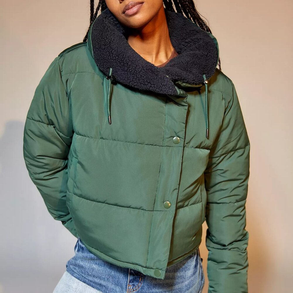 Urban Outfitters Deep Green Puffer Coat